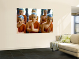 Statuettes of Buddhist Monks at Prayer Wall Mural by Philip Game