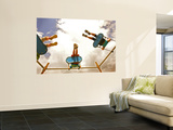 Children Playing on Swings from Below Wandgemälde von David Hannah