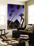 Palm Trees and Fishing Boats on Soufriere Beach with One of the Pitons in the Background Wall Mural by Richard l'Anson