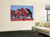 Woman Drying Laundry on Red House Wall Mural by Holger Leue