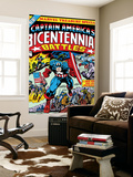 Captain America Bicentennial Battles Cover: Captain America Charging Wall Mural by Jack Kirby
