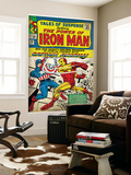 Marvel Comics Retro: The Invincible Iron Man Comic Book Cover 58, Facing Captain America (aged) Wall Mural