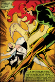 Marvel Comics Retro: X-Men Comic Panel, Phoenix, Emma Frost, Fighting (aged) Wall Mural