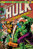 Marvel Comics Retro: The Incredible Hulk Comic Book Cover 181, with Wolverine (aged) Wandgemälde