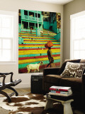 Goat Following Man Carrying Laundry Wall Mural by Carole Martin