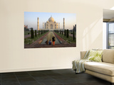 Visitors Taking Photos of Taj Mahal Wall Mural by Johnny Haglund