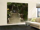 Two School Girls Walking Up Steps at Chitose Shrine Wall Mural – Large by Shayne Hill