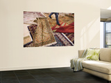 Salesman Walks on Carpets for Sale at Carpet Factory Mural por Holger Leue