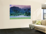 Looking across Tropical Landscape Up to Mt Waialeale from Hanalei Wall Mural by Ann Cecil