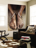 Detail of Old Woman's Feet with Ankle Bracelets Wall Mural by April Maciborka