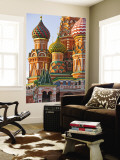 Walls and Domes of St Basils Cathedral (Pokrovsky Cathedral) in Red Square Wall Mural by Tim Makins