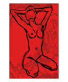 Sitting Nude in Red Giclee-trykk av Janel Bragg Sitting Nude in Red Giclee-trykk av Janel Bragg