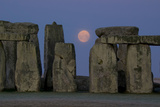 Stonehenge Moon Photographic Print by Charles Bowman