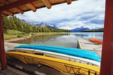 Boats on a Dock, Maligne Lake, Canada Photographic Print by George Oze