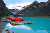 Canoes of Lake Louise, Alberta, Canada Photographic Print by George Oze