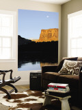Moon & Cliffs at Sunrise Above Green River, Mineral Bottom, Colorado Plateau, Utah, USA Wall Mural by Scott T. Smith