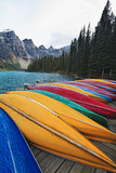 Canoes on a Dock, Moraine Lake, Canada Photographic Print by George Oze