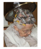 Old Woman Under Hair Dryer Giclee Print by Janel Bragg