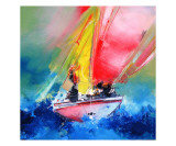 Voiles Rouges Mer Bleue Wydruk giclee autor Max Laigneau