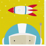 Peek-a-Boo Heroes: Astronaut Stretched Canvas Print by Yuko Lau