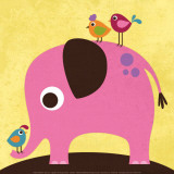 Elephant with Birds Posters par Nancy Lee