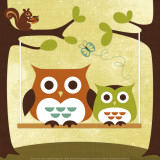 Two Owls on Swing Kunst van Nancy Lee