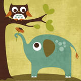 Owl and Elephant Poster von Nancy Lee