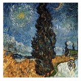 Country Road With Cypress And Stars Prints by Vincent van Gogh