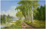 Path At The Lake Poster by Helmut Glassl