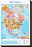 Map of North America Stretched Canvas Print