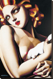 Femme à la colombe Reproduction transférée sur toile par Tamara de Lempicka