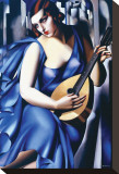 Femme en Bleu Avec Guitare Stretched Canvas Print by Tamara de Lempicka