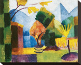 Jardin sur le lac Reproduction transférée sur toile : par Auguste Macke