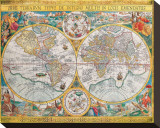 Antique Map, Orbis Terrarum, 1636 Trykk på strukket lerret av Jean Boisseau Antique Map, Orbis Terrarum, 1636 Trykk på strukket lerret av Jean Boisseau