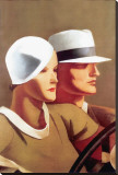 Couple Driving Stretched Canvas Print by Marcello Dudovich