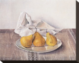 Three Pears On a Plate Reproduction transférée sur toile : par Arthur Easton