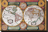 Antique Map, Terre Universelle, 1594 Leinwand von Petro Plancio