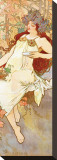 Fall Stretched Canvas Print by Alphonse Mucha
