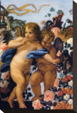 Cherubs with Garland of Flowers, Detail Stretched Canvas Print by Carlo Maratta