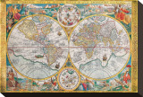 Antique Map, Orbis Terrarum, 1636 Trykk på strukket lerret av Jean Boisseau Antique Map, Orbis Terrarum, 1636 Trykk på strukket lerret av Jean Boisseau
