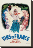 Vins de France: Sante, Gaiete, Esperance Stretched Canvas Print by Antoine Galland