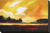 Yellow Sky over the Lake Stretched Canvas Print by Judith D'Agostino
