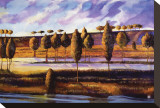Violet Sky over Land and Water Reproduction transférée sur toile : par Judith D'Agostino