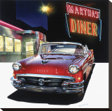 Buick '56 at Martha's Diner Stretched Canvas Print by Graham Reynold