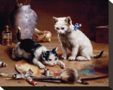 Playful Kittens Stretched Canvas Print by Carl Reichert