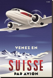 Venez en Suisse par Avion Stretched Canvas Print by Michael Crampton