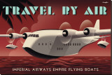Travel By Air, Imperial Airways Empire Flying Boat Stretched Canvas Print by Michael Crampton