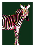 Zebra in Green Vertical Giclee Print by Ikuko Kowada