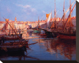 Port de St Tropez, Cote D'Azur Stretched Canvas Print by Emile Joseph Humblot