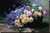 Un Panier de Fleurs Stretched Canvas Print by Albert Tibulle de Furcy Lavault